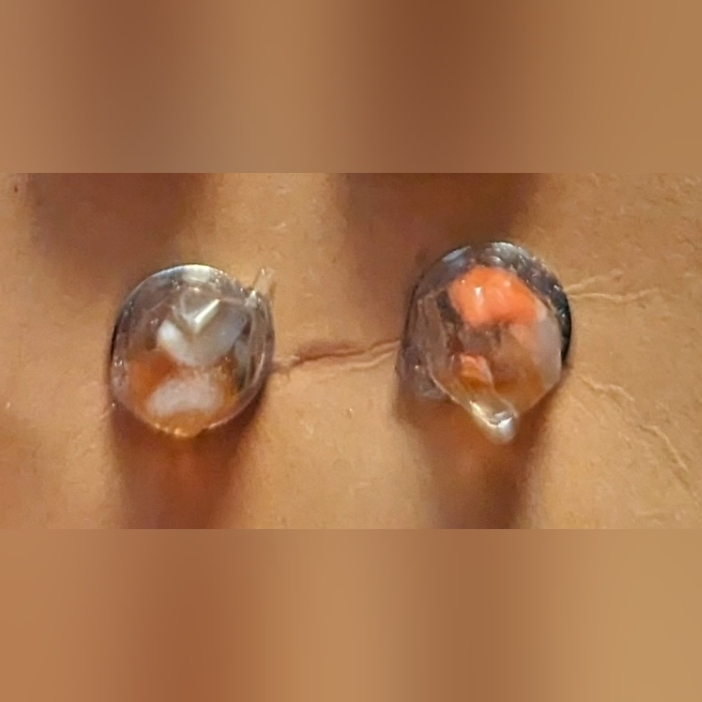 Orange calcite stone earrings - Picture 1 of 3